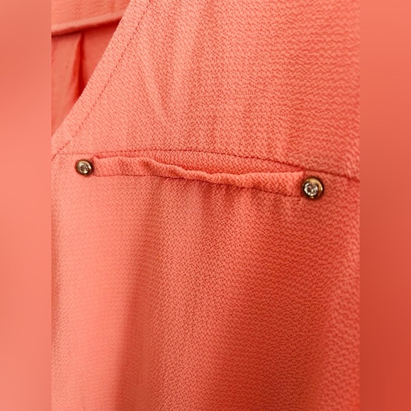 WOMEN'S SIMPLY EMMA TOP BLOUSE TUNIC Size 1X Roll Tab Sleeve Hi- Low Hem 1/4 Zip - Picture 6 of 8